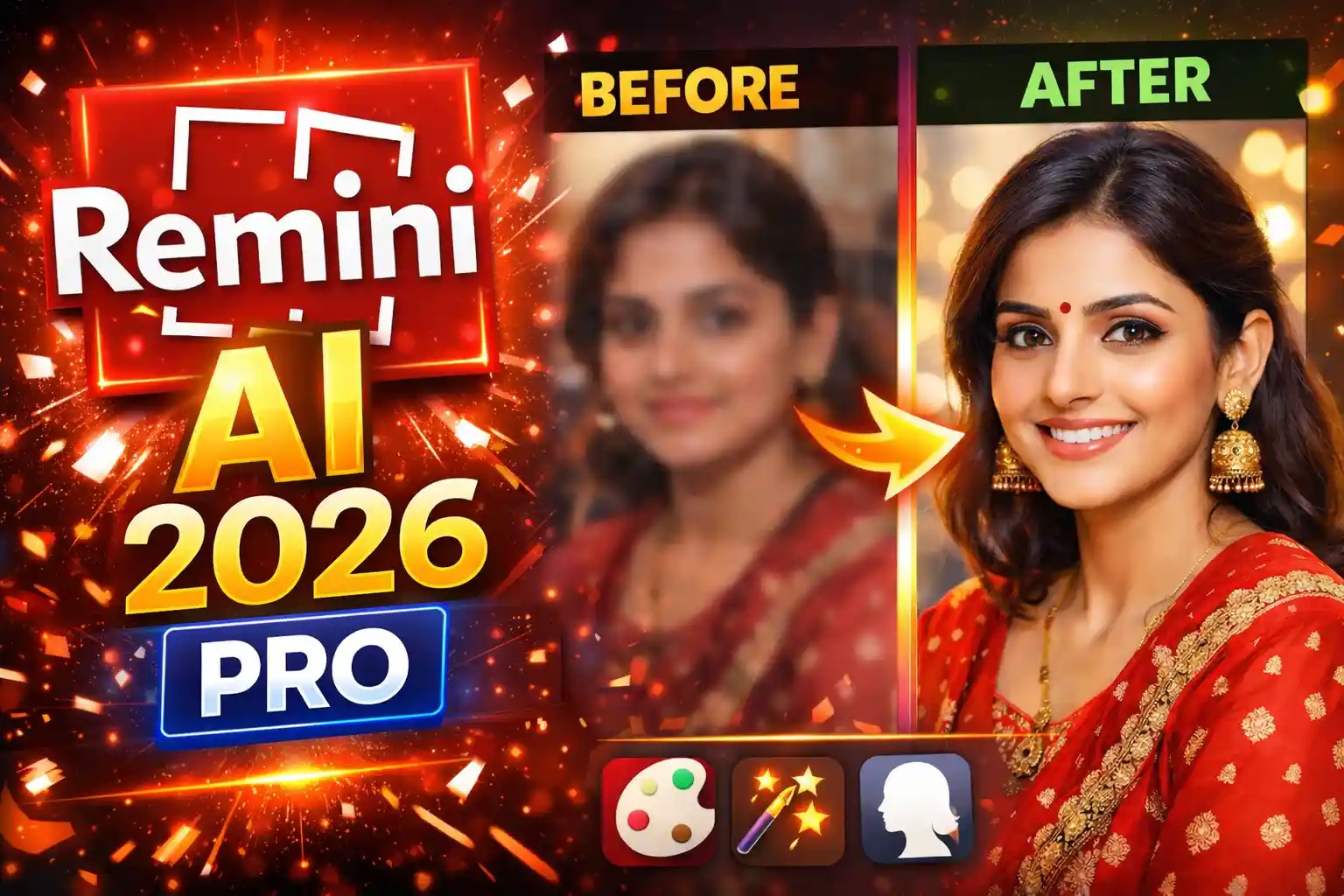Remini AI 2026 photo enhancement before and after example