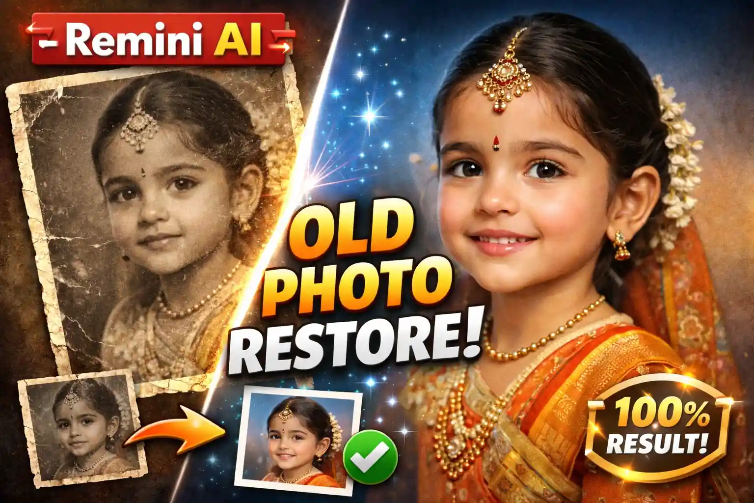 Indian old photo restored using Remini AI