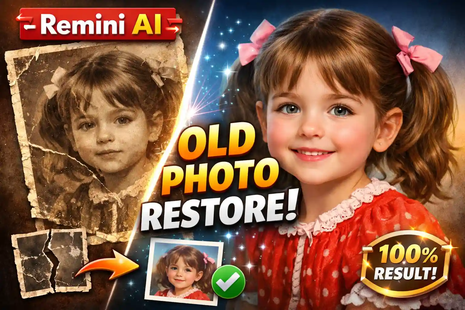 Remini old photo restore before and after